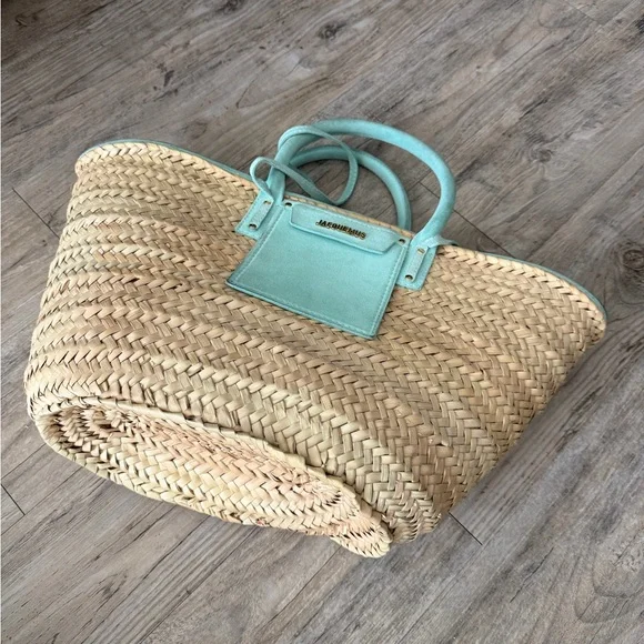 Jacquemus le Petit Panier Soleil Straw and suede Tote